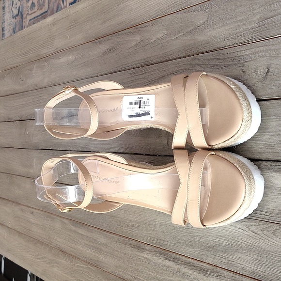 Stuart Weitzman Cream Wedge Sandals Size Women's 11 - Picture 5 of 17